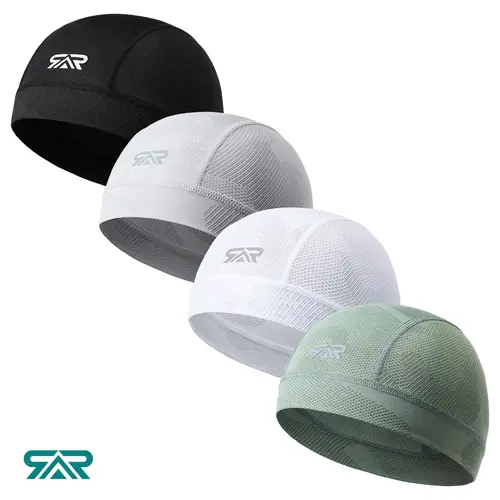 2 Pack Breathable Mesh Skull Cap, Lightweight Quick-Dry Helmet Liner Beanie, Stretch Fit for Running, Cycling & Motorcycle, Unisex