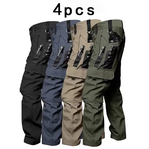 HOMUG 4 Pack Tactical Pants for Men , Ripstop Work Pants for Men, Lightweight Hiking Cargo Pants, Outdoor Apparel, Suitable for Outdoor Sports, Training, Camping And Construction Personnel, Gift for Summer，Size Up for a Looser Fit