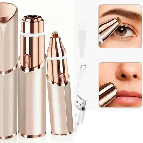 Women's Rechargeable Cordless Portable Shaver - Dual-Purpose Electric Face & Nose Hair Trimmers & Clippers Kit with Interchangeable Heads for Daily Smooth Hair Removal