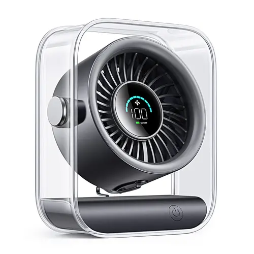 KIMMOO Rechargeable Multifunction Cooling Fan - USB Powered, Lightweight Mini Portable Desk Fan with Turbo Airflow, 100 Speeds, Digital Display, 90° Rotation, for Bedroom, Desk Gadgets (Black)