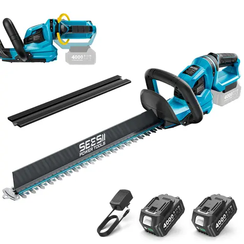 【DealsForYou】SEESII Cordless Hedge Trimmer, 22-Inch Dual-Action Blade, 180° Rotatable Handle & Debris Collector, 2x4.0Ah Batteries, 1550RPM, 0.71” Cutting Capacity for Home Garden Shrub & Bush Trimming SF8A612 HT210