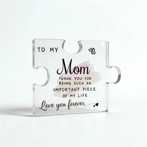 High-Grade Irregular Transparent Acrylic Wall Plaque - 1cm Thick, 10x8.5cm Puzzle Design, "Best Mom Ever" Message, Commemorative Modern Inspirational Keepsake, Gift for Daughters & First-Time Moms (Birthday, Home Office Decor, Home Supplies) - sohochic
