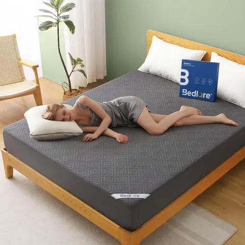 【BEDLORE】 Mattress Cover Protector with Pillowcases, Labyrinth Quilted Waterproof Bedding, Worry-Proof TPU Layer, 360° Elastic Skirt Hugs Every Edge, Soft Breathable Hotel-Quiet Fitted Cover, Deep 6-18" Fit, Cold Wash, Do Not Iron, California King
