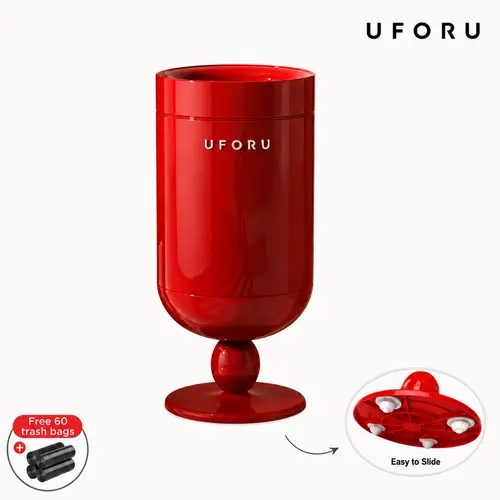 UFORU Trash Can, Wide Opening Waste Bin with Sliding Base, Removable Inner Bucket, 15L/20L Capacity, ABS+Steel+PP Material, for Living Room, Office and Home Use