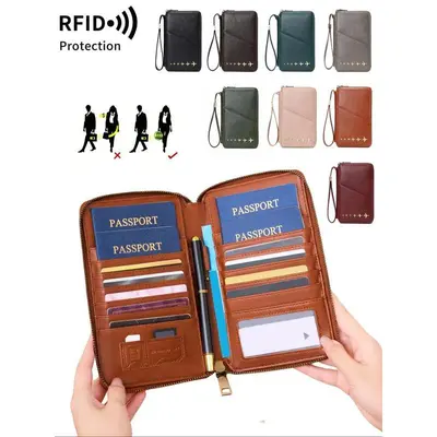 5-Passport Capacity RFID Travel Card Holder – Multi-Functional Zippered Document Organizer, Premium Unisex Family Travel Essentials, Ideal Gift for Christmas, Valentine’s Day & Holiday Travel