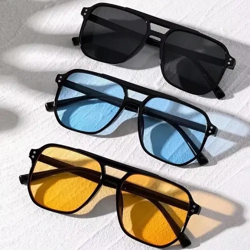 3PCS Unisex Designer-Inspired Square Frames Sunglasses - UV400 Glare Cut Lens, Black Full Rim, Lightweight TR 90 Nylon Frame, Vision Correction, Casual Wear, Classic Retro Chic Eyewear Fashion for Adults