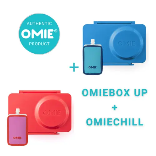 Omie UP Thermal Silicone Plastic Portable Durable Bento Box for Kids - 12oz OmieChill Insulated Lunch Compartment, Stainless Steel Bento Food Pouch, Ice Pack, Nontoxic Divided Steel Lunchbox Cooler