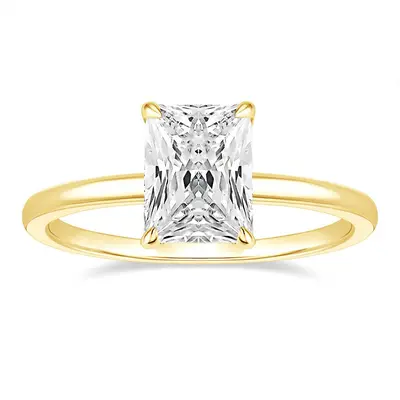 EAMTI 14K Gold Plated Engagement Rings 3CT Radiant Cut Solitaire Cubic Zirconia CZ Wedding Promise Rings for Her Wedding Bands for Women