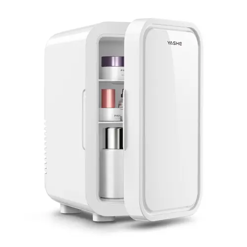 YASHE Multifunctional Mini Fridge - 6L/8-Can 110V AC/DC Portable Thermoelectric Cooler-Warmer ABS Beverage Fridge for Bedroom, Office, Camping