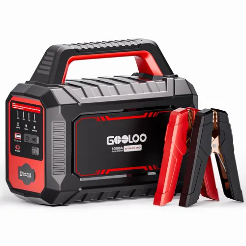 GOOLOO GT-Truck Pro 10000A Peak Lithium Ion Car Jump Starter, 64000mAh Portable Battery Booster Pack, Truck-Ready Boost for 8.0L Heavy Duty Vehicles, LED Light, Smart Safety Clamps, Auto Accessories