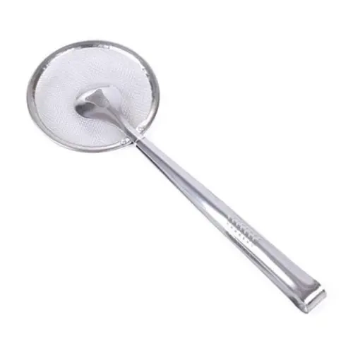 Stainless Steel Oil Filter Clamp, Multi‑Functional Oil Scooper, Oil‑Draining Food Holder, Practical Kitchen Gadget for Filtering Residue, Draining Oil, Versatile Cooking Tool for Home Kitchen Daily Food Preparation