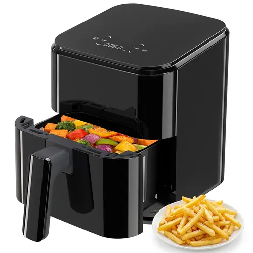 Sweetcrispy 4-in-1 Compact Space-Saver Air Fryer Combo - 3qt Capacity Countertop Kitchen Appliance, 400°F Hot Oven with Fry, Roast, Reheat, Dehydrate Functions, Nonstick Basket, Crisper Plate, 20 Recipe Book for Family Meals, Household Items