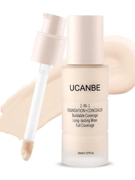 #DealsForYouDays UCANBE 2-IN-1 Foundation + Concealer, Full Coverage Long-Lasting Matte Makeup for Normal, Combination and Oily Skin, Buildable Waterproof Formula with Hyaluronic Acid 01 Fair Ivory summerwins
