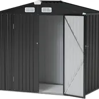 Aoxun Galvanized Steel Metal Shed Garden Buildings (6x4 FT/79in L x 50in W x 74in H) - Sloping Roof, Lockable Door, Rust-Proof, Easy Assembly, Enhanced Security, Generous Storage Space - Outdoor Backyard Storage