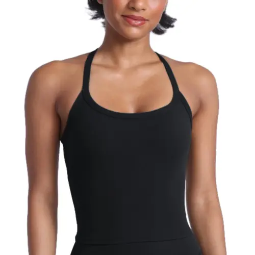 UNISSU Hugcurve Women's Buttery Soft Racerback Longline Crop Tank Top - Scoop Neck, Edge-Wrap Straps, Built-in Padded Bra, Enhanced Support, 74% Polyamide 26% Lycra, Workout Clothes Women, Yoga Training Apparel