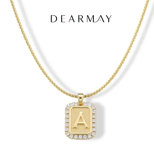 Dearmay Initial Necklace for Women 14K Gold Plated Letter Necklace Gold Letter Pendant Waterproof Hypoallergenic Personalized Jewelry Gift for Girls
