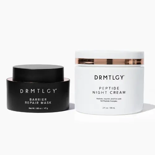DRMTLGY Hydrate + Strengthen Duo - Peptide Night Cream and Barrier Repair Mask. Moisturize and Replenish Dehydrated Skin with Peptides, Ceramides, and Hyaluronic Acid