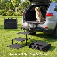 【DealsForYouDays】 VALUXE Foldable Dog Stairs for Car, 5-Step Heavy-Duty Pet Car Steps with Anti-Slip Surface, Portable & Secure for SUVs & Trucks Summervibes petlovers summerwins