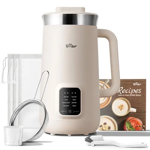 [Pre-Order]Bear 8 in 1 Nut Milk Maker Machine, 40oz/1.2L Soy Milk Maker with Self Clean/12H Delay/6H Keep Warm, One Touch Alomnd Milk Maker for Homemade Oat, Soup, Juice, Plant Based and Non Dairy Beverages