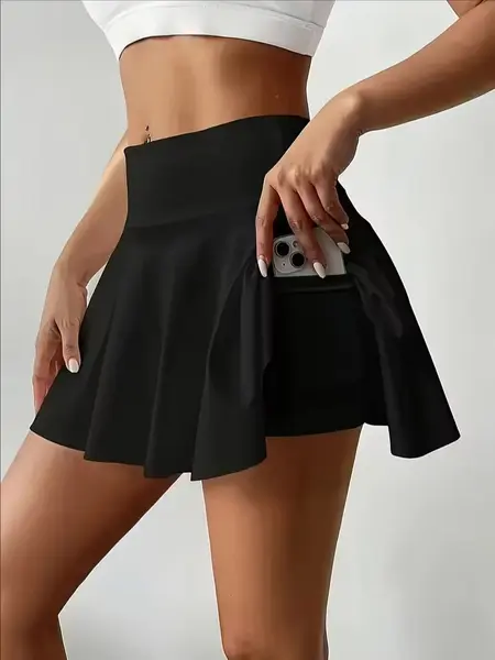 Women's Clothes Breathable Slim-Fit Yoga Skirt with Built-In Shorts, Lightweight Pockets, for Yoga, Running, Tennis summerwins,summerwins