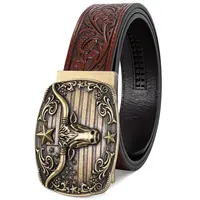 BELTROAD Cowboy Ratchet Belt for Men and Women, Embossed Leather with Automatic Buckle, Adjustable Size for an Exact Fit, Men's Accessories, Mens Gifts