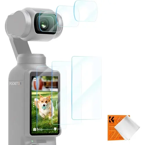 K&F CONCEPT 6PCS Tempered Glass Lens & Screen Cover for DJI Osmo Pocket 3/XTRA Handheld Camera, Anti-Scratch, Bubble-Free, Ultra-Clear, High-Resistance Protection Accessory, Protector, Accessories, Protector Film