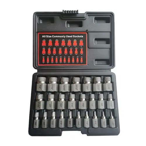 25Pcs Bolt Extractor Set Multi-Spline EZ Out Chrome Moly Steel  Stripped & Rounded Screw Remover Father’s Day Gift#summerfinds