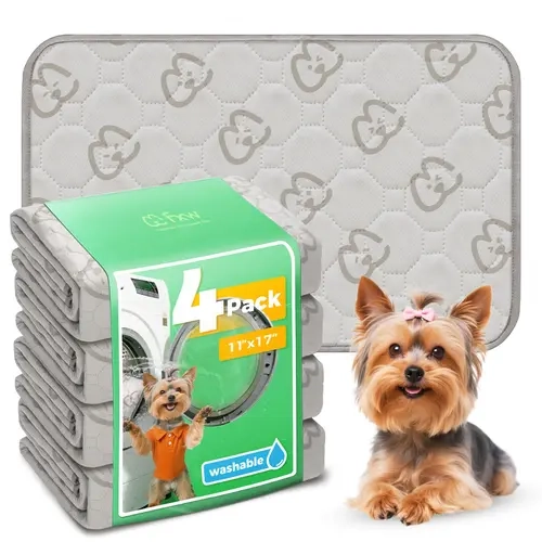 FXW Reusable Dog Training Pee Pads - 4-Pack Eco-Friendly Polyester Super Absorbent Liners, Leak-Proof TPU, Cost-Saving Anti-Slip Underpads for Puppy Crates, Playpens (Washable)