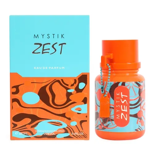 Afaq Mystik Zest Eau De Parfum Vaporisateur Natural Spray 100ml - Vibrant Orange & Blue Packaging