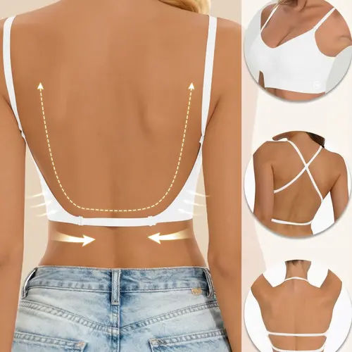 Women's Seamless Backless Fit Minimalist Bra, Invisible Multi-Strap Convertible Strap Wireless Push-Up Bra, Adjustable Strap Bra, Suitable for Wedding Dresses and Party Gowns, Underwear, Womenswear