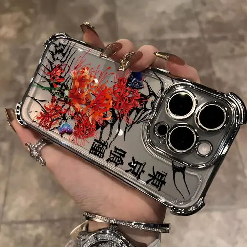 New Japanese design phone case of the anime Tokyo Ghoul trend, compatible with models for iPhone 17 Air 16 Promax 15 Plus 14 13 12 11 & Samsung Galaxy S26 Ultra S25 Plus S24 S23 FE S22, with a soft transparent back for drop protection.HM173