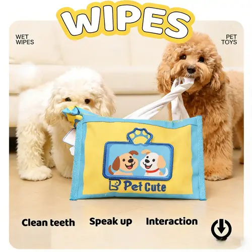 Durable Oxford Cloth Dog Snuffle Toy, 20.5cm x 13.5cm, Beep-Beep Airbag, Dual Internal Squeakers, Puppy-Safe Pullout, Skin-Safe Fleece, Hidden Treat Pockets, Treat-Hunt Game, Easy-Clean Foraging Toy for Small-Medium Dogs & Puppies