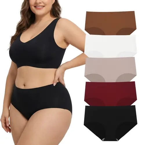 Women's 5-Pack Plus Size Hip Enhancer Panties | Seamless Soft Low Rise No Roll Waist Comfort Everyday Wear - A