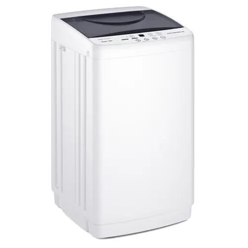 Sweetcrispy Compact Full-Automatic Mini Washer, 7.7 lbs Capacity, Stainless Steel Drum, 10 Wash Cycles, Auto-Balance Detection, LED Display, Portable Washing Machine for Apartment, Kitchen, Bathroom