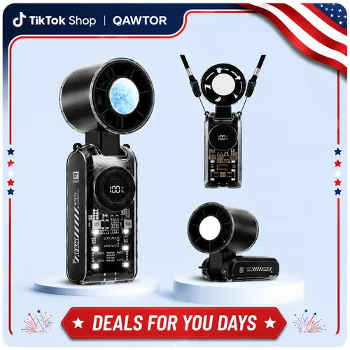 Qawtor 5-in-1 Portable Refrigeration Handheld Turbo Fan, Semiconductor Cooling 16°C Personal Fan,3600mAh Battery Operated,Up to 12 Working Hours, LED Power Display, 199 Wind Speeds, Quiet Pocket Fan for Travel, Outdoor Sports