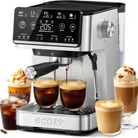 ecozy 4-in-1 Espresso Machine with Milk Frother, LED Touch Screen, 20 Bar Pump Espresso Maker, 50oz Removable Tank, Compact Stainless Steel, Drip Coffee, Cold Brew and Over lce Coffee Machine for Home Coffee Bar, Office, Latte, Cappuccino, Macchiato summe
