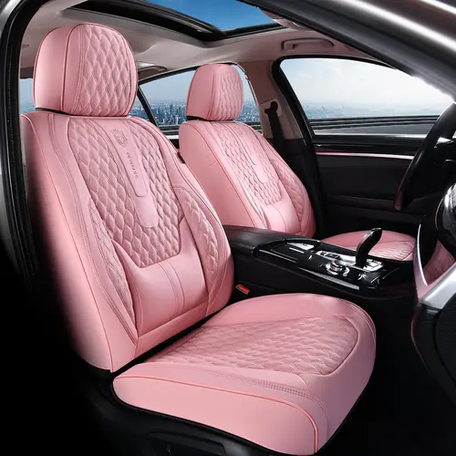 Coverado Car Seat Covers Full Set - Pink Waterproof Protectors for Front & Back Seats - Universal Fit Auto Cushions - upgraded car Premium Interior Upgrade & Cute Accessories stylish upgrade