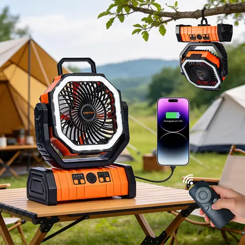Qawtor 2026 Upgraded Multifunctional Fan - Rechargeable Wireless Automated Misting Gadget with Tripod, Hanging Hook, Telescopic Stand, Digital Display, Adjustable Wind Speed, USB Port, Timer Set & Forget, Modern Style for Bedroom (Batteries Included)