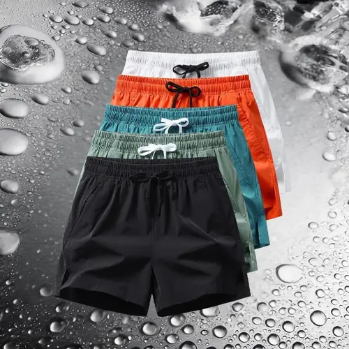 Men's Regular Fit Activewear Shorts - Elastane-Polyester Blend, Elastic Waist, Adjustable Bottoms, Zipper Pocket, Breathable Fabric, Breathing Feature, Easy to Style, Casual Look, Daily Outdoor Use
