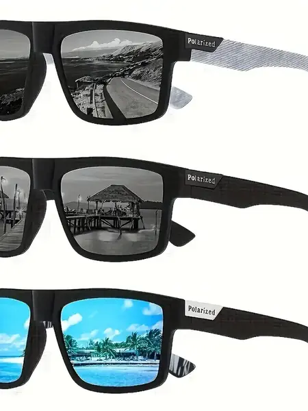 3PCS Polarized Men's Frames, Unisex Fishing Shades, UV-Protective Sun Goggles for Driving, Outdoor Sports Eyewear,summeroutfits,vacationoutfits,beachoutfits
