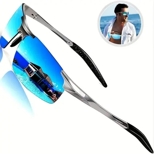 Men's Polarized Sunglasses - Unisex Al-Mg Alloy Full Rim Frame, Polycarbonate UV400 Polarized Lens, Ultra-Light HD Driving Eyewear, Vision Correction Fishing Style Shades, Burgundy Skiing Fashion Accessory for Adults, Lens Height: 39mm