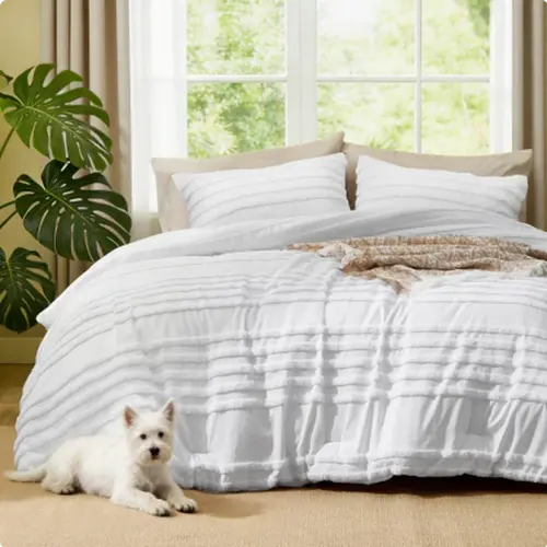 BEDELITE Queen Size Bed Set - Polyester Tufted Textured Plush Boho Pencil-Striped Duvet, Fluffy Jacquard Bedding with 2 Shams, Soft Vintage Farmhouse All-Seasons Home Decor Gift (King 102''*90'', Twin 68''*88'' Options)