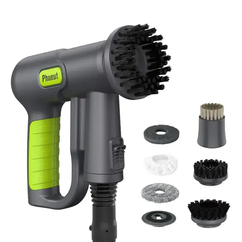 Phueut WHL-603 Cordless Power Scrubber - Plastic 10-in-1 Cleaning Tool, Deep Cleaning House Supplies, 3.5h Fast Charge, Dual Speed, 2500mAh Battery, 9 Brush Heads, Microfiber Pads, 212°F Grill Brush, Rechargeable Spin Scrubber for Grout