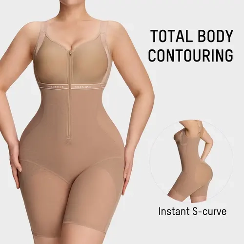 SHECURVE All in One Zipper Bodysuit Tummy Control Butt Lifter Breathable Slimming Sculpting Shapewear for Women Seamless Comfort Everyday Wear #SummerVibes