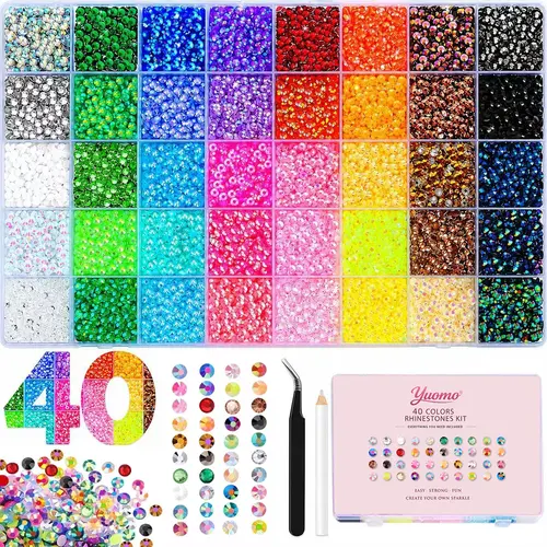 Rhinestone Bedazzling Kit - 40000Pcs 40-Color 3mm Decoration Beads Complete Tool Kit, Jewelry Making Supplies for DIY Bedazzling, Nail Art Enthusiasts