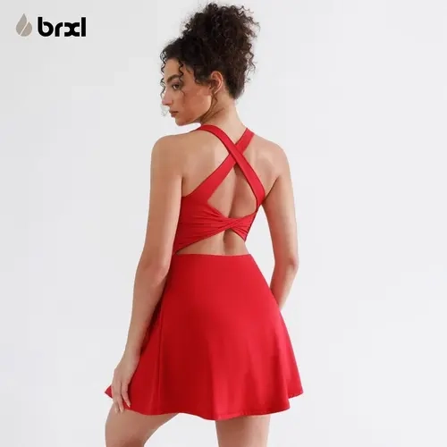 BRXLL [Discount for live】 BRXL Built in Pull Down Shorts and Bra Tennis Dress for Women Pads Pockets Athletic Pickleball Workout Sports BrxlCourt #Summer #Outdoorfun
