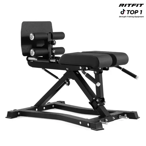 RITFIT BE01 Adjustable Back Extension Machine - 2x3 Steel Tube Core Strength Trainer, 116 lbs Steel Frame, Wide Base, Transport Wheels, Built-in Band Pegs Ready, High-Density Handles, Tear-Resist Pad, Core Work At-Home Gym Equipment for All Skill Levels
