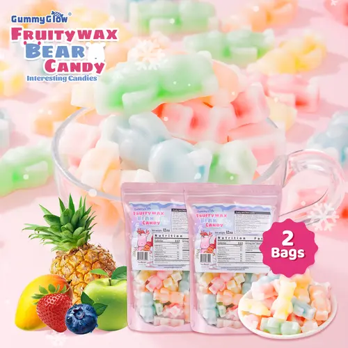 GUMMY GLOW Newly Upgraded Fruity Wax Candy Variety Pack - 2-Bag Share Pack, 12oz, 5 Flavors, Wax Cracking ASMR Viral Sweet Snacks, Retro Party Treats, Fruit Jam Chewy Gummy Candies, Black Friday Snack