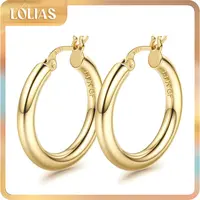 LOLIAS 14K Chunky Gold Hoop Earrings for Women 925 Sterling Silver Post Hollow Tube Hoops Earrings 4mm Thick Hoop Earrings Hypoallergenic Lightweight Gold Big Large Hoop Earrings 25/30/40/50/60/70MM, Gold Jewelry, Accessories