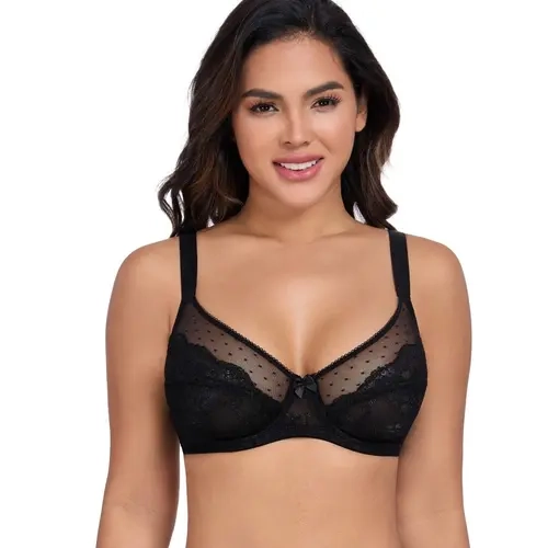 【NEW】Plus size wire bra  exquisite floral lace plus size wire bra full coverage bra unpadded ultra-thin and comfortable,Unlined breathable lace lightweight bra, large size bra without padding, ultra-thin and comfortable, support sagging breasts
